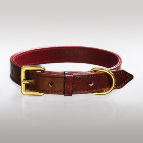 DARK COGNAC DELUXE RL LEATHER DOG COLLAR