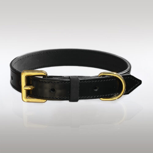 GLOSSY BLACK DN DOG COLLAR
