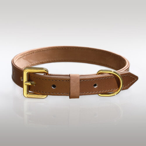 LIGHT BROWN DELUXE LL LEATHER DOG COLLAR